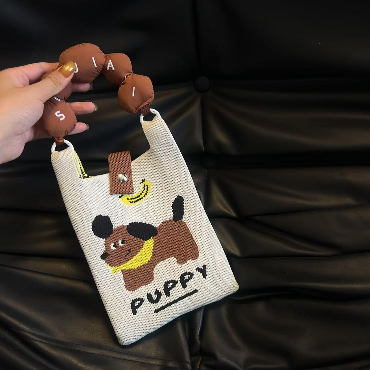 Cute Candy Color Phone Bag Korean Version Mini Knitted Bag Design Handheld Multi-use Cartoon Versatile Storage Bag Wholesale