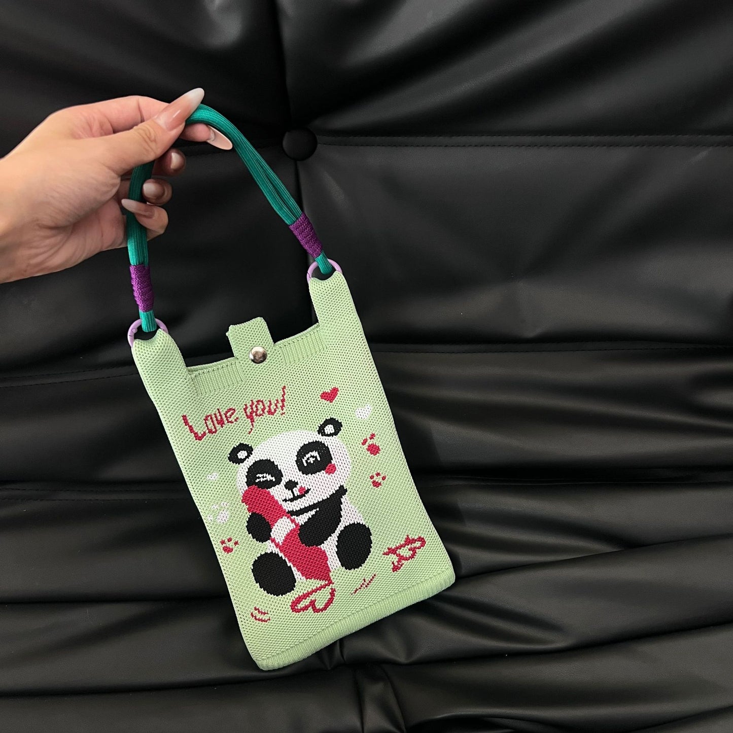 Cute Candy Color Phone Bag Korean Version Mini Knitted Bag Design Handheld Multi-use Cartoon Versatile Storage Bag Wholesale