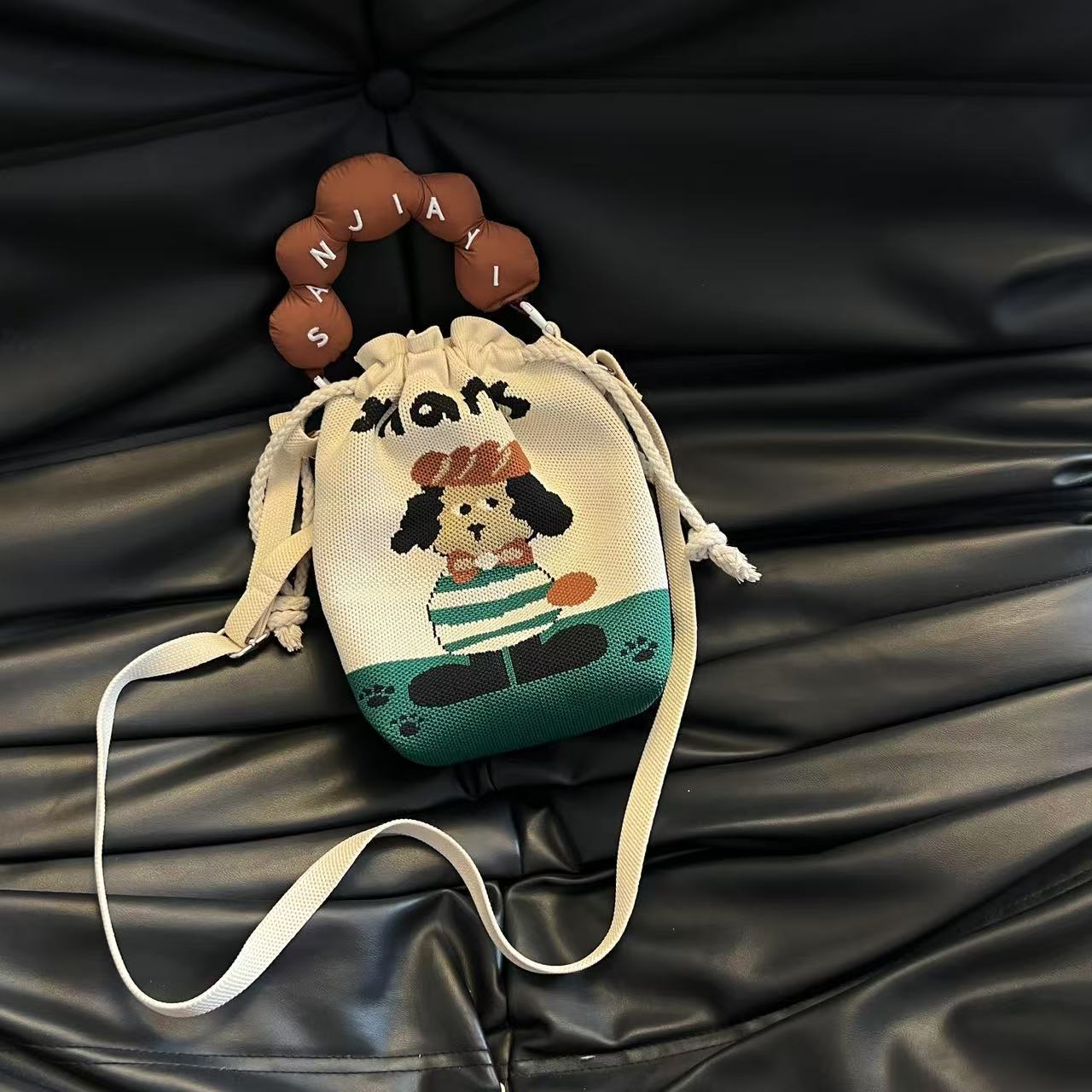 Cute Candy Color Phone Bag Korean Version Mini Knitted Bag Design Handheld Multi-use Cartoon Versatile Storage Bag Wholesale