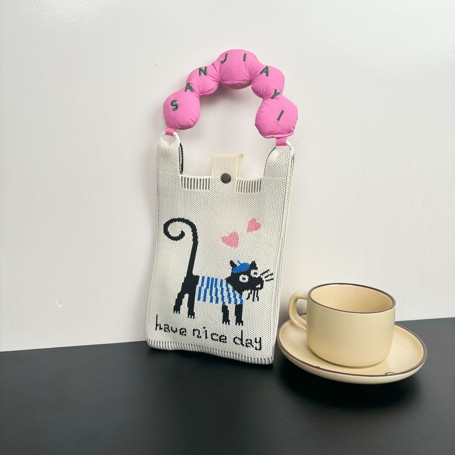 Advanced Sense Ins New Phone Bag Cute Cartoon Knitted Bag Niche Design Trendy Shoulder Crossbody Shoulder Bag