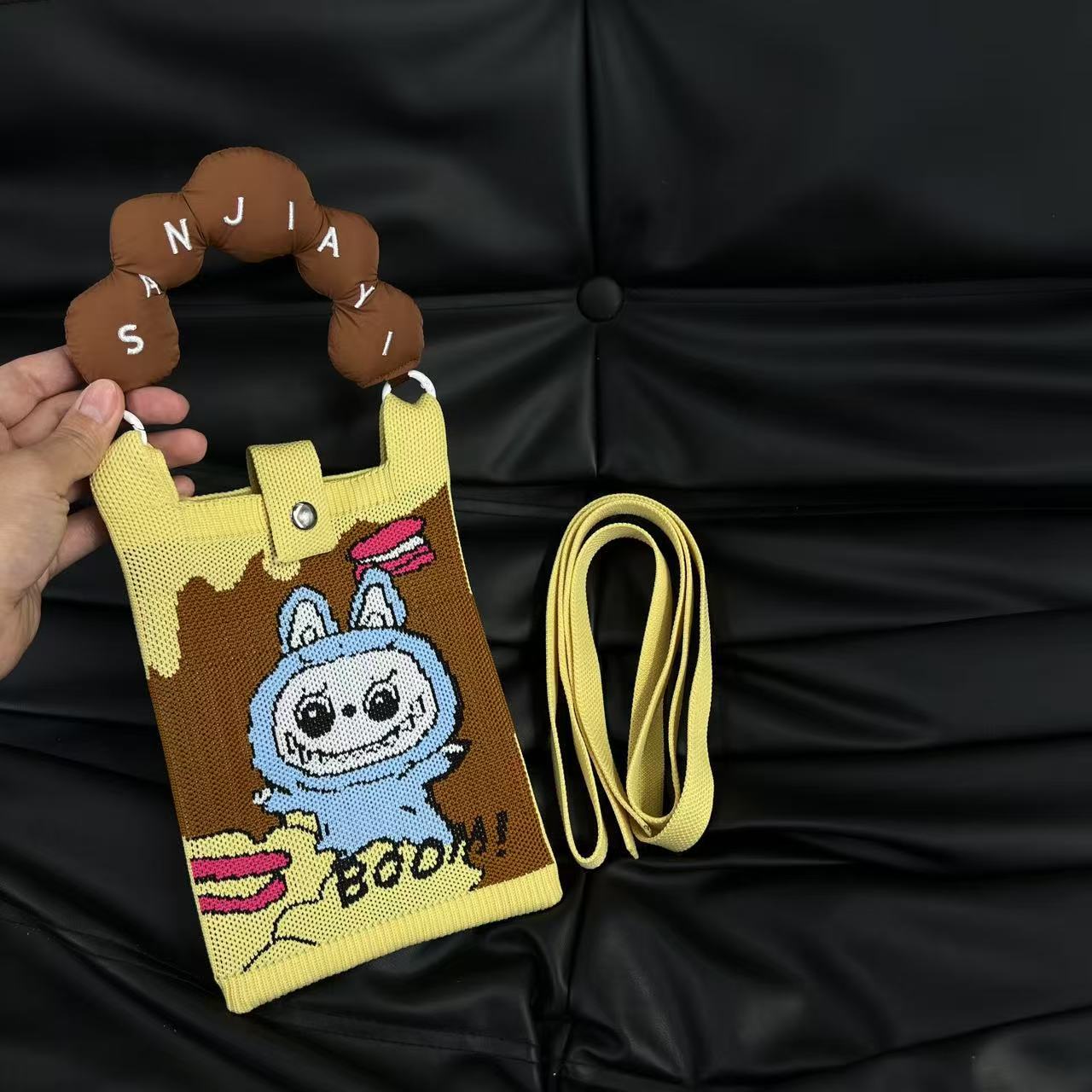Cute Candy Color Phone Bag Korean Version Mini Knitted Bag Design Handheld Multi-use Cartoon Versatile Storage Bag Wholesale