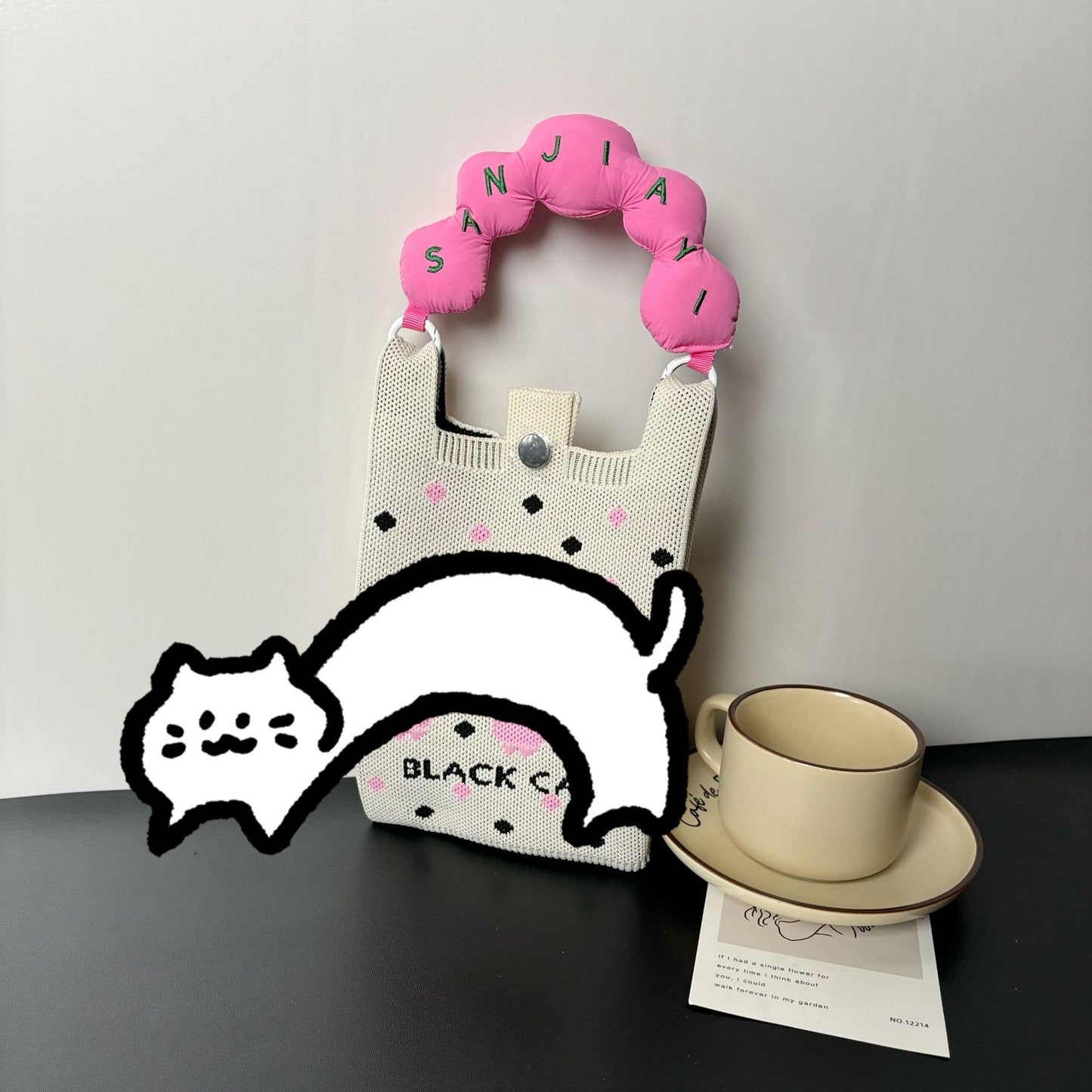 Advanced Sense Ins New Phone Bag Cute Cartoon Knitted Bag Niche Design Trendy Shoulder Crossbody Shoulder Bag