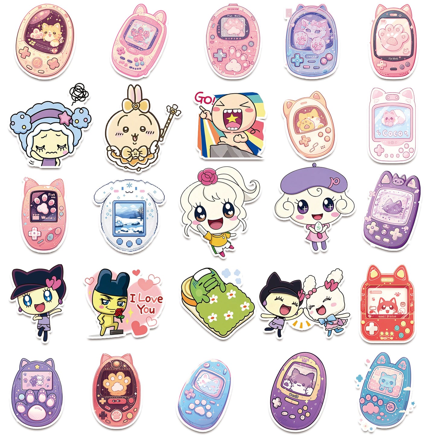 50 Tamagotchi Stickers Classic Game Console Cute Patterns Stickers for Luggage and Planner Decoration
