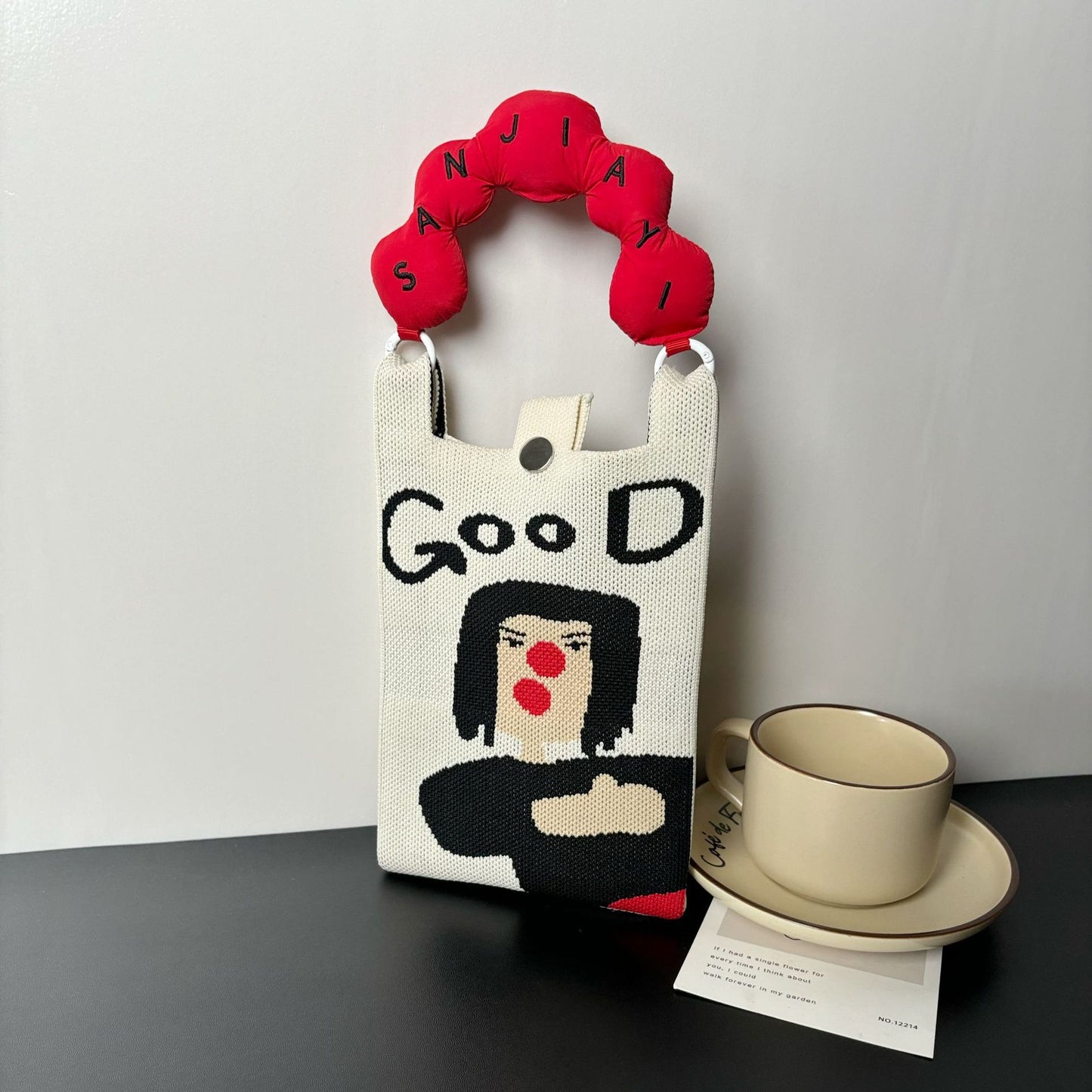 Advanced Sense Ins New Phone Bag Cute Cartoon Knitted Bag Niche Design Trendy Shoulder Crossbody Shoulder Bag