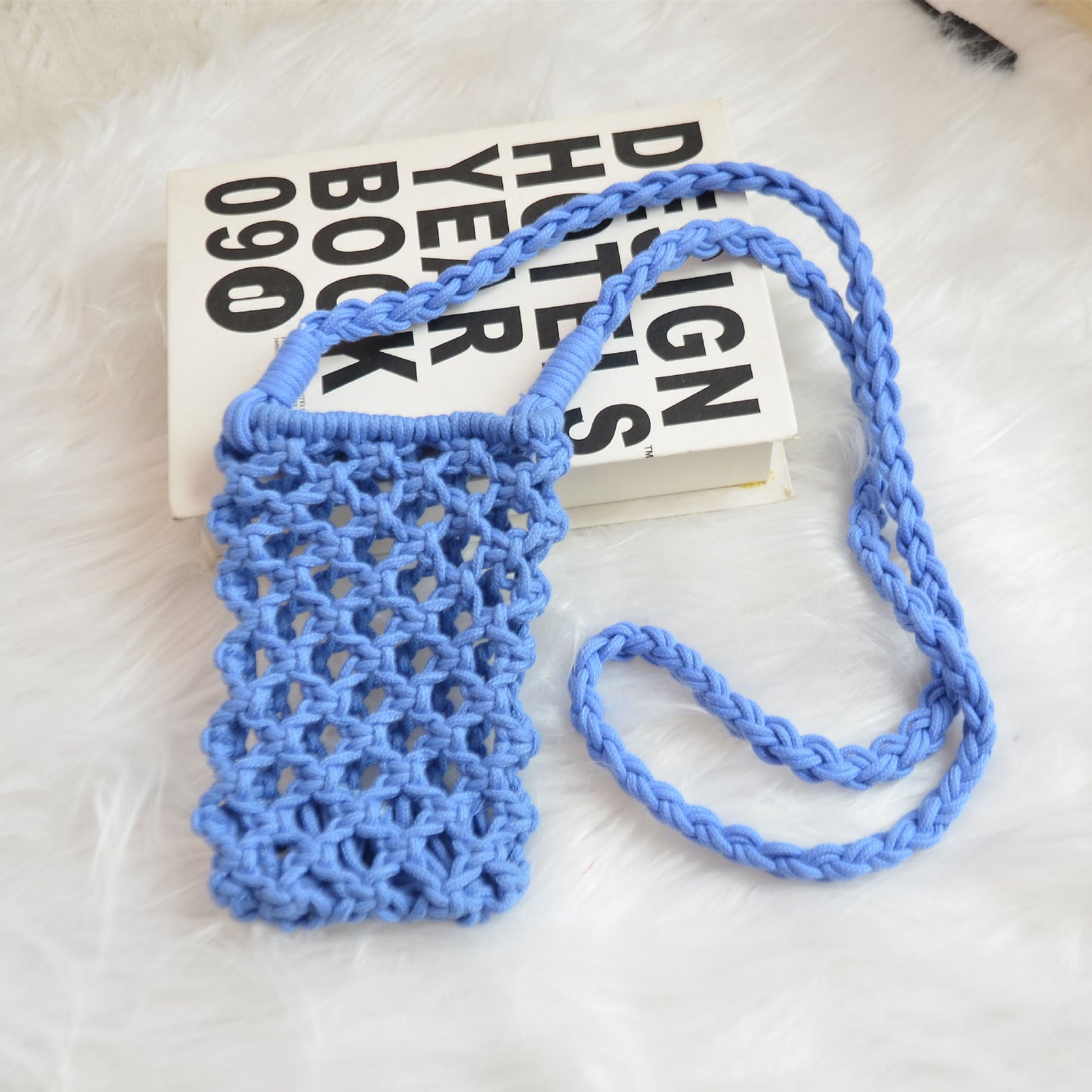 Korean Style Cotton Thread Woven Hollow Mini Mobile Phone Bag fashion Diagonal Cross Bag Personality Colorful Versatile ins Wholesale of the same style
