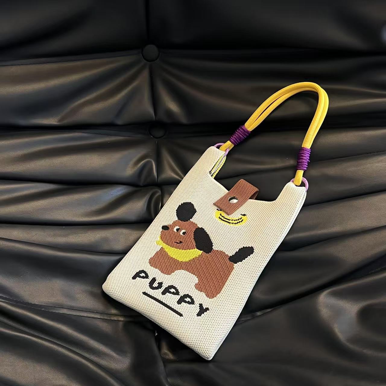 Cute Candy Color Phone Bag Korean Version Mini Knitted Bag Design Handheld Multi-use Cartoon Versatile Storage Bag Wholesale