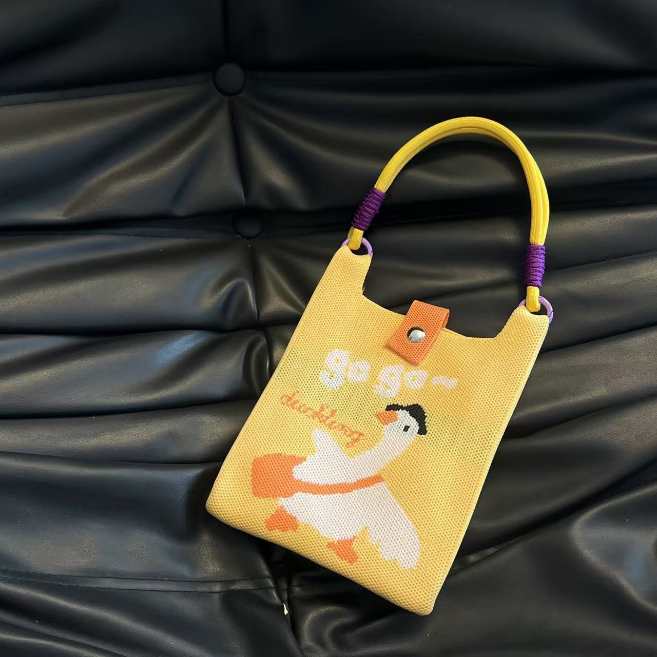 Cute Candy Color Phone Bag Korean Version Mini Knitted Bag Design Handheld Multi-use Cartoon Versatile Storage Bag Wholesale