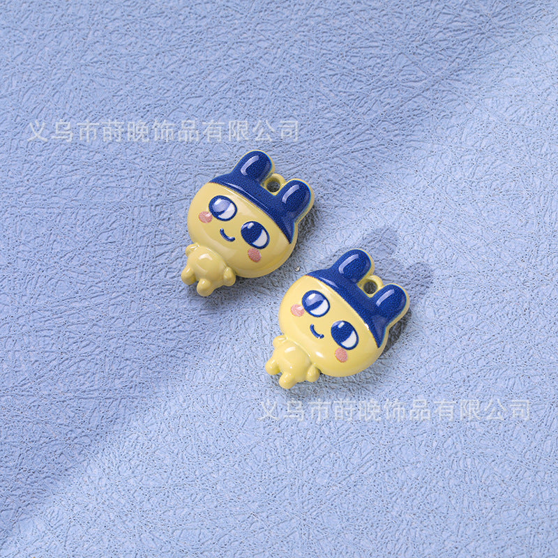 Zinc Alloy Painted Cute Cartoon Tamagotchi Pendant diy Mobile Phone Chain Keychain Bracelet Jewelry Accessories
