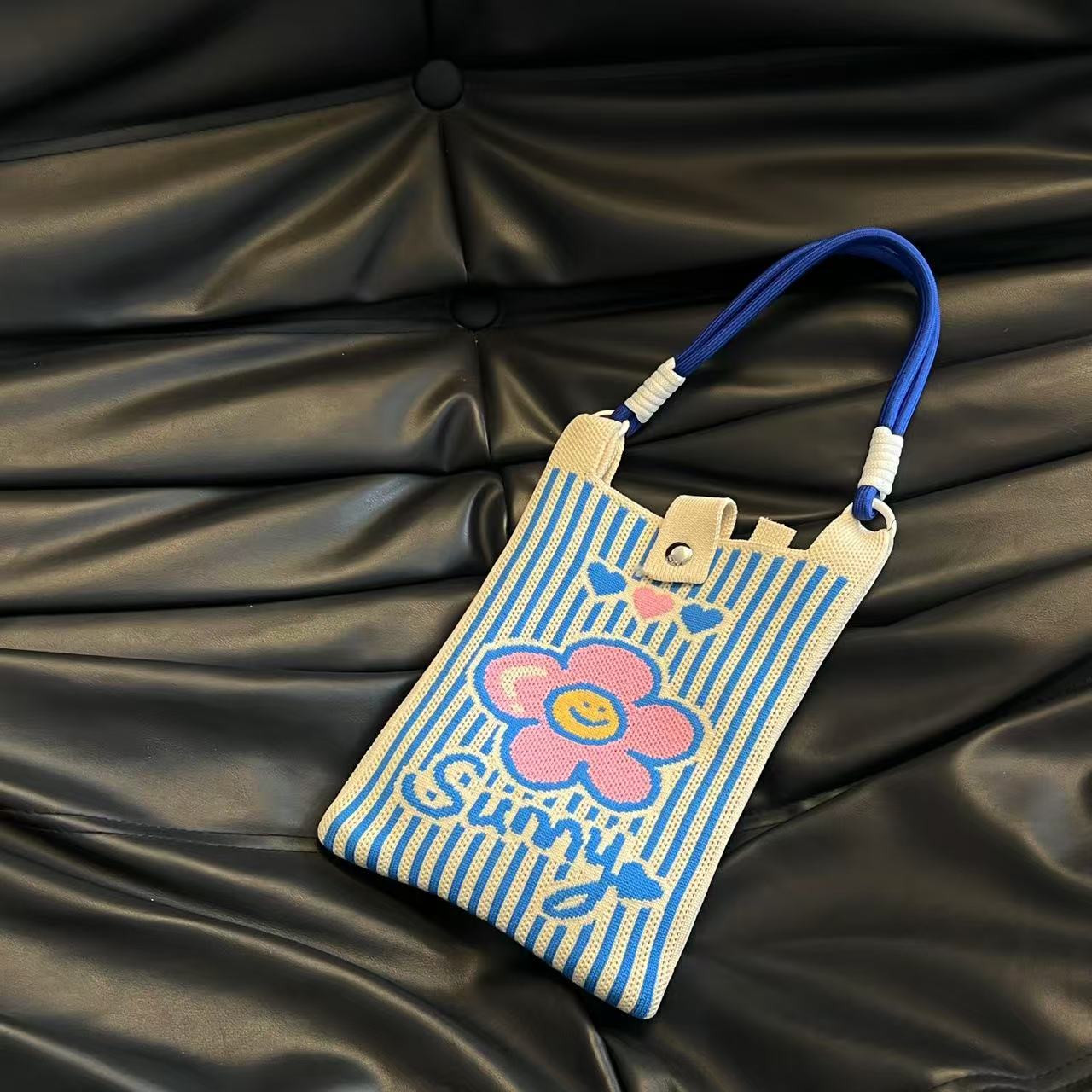 Cute Candy Color Phone Bag Korean Version Mini Knitted Bag Design Handheld Multi-use Cartoon Versatile Storage Bag Wholesale