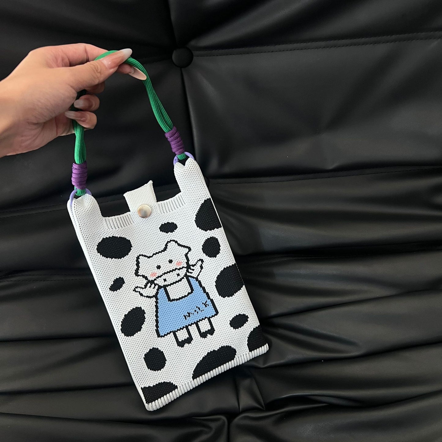 Cute Candy Color Phone Bag Korean Version Mini Knitted Bag Design Handheld Multi-use Cartoon Versatile Storage Bag Wholesale