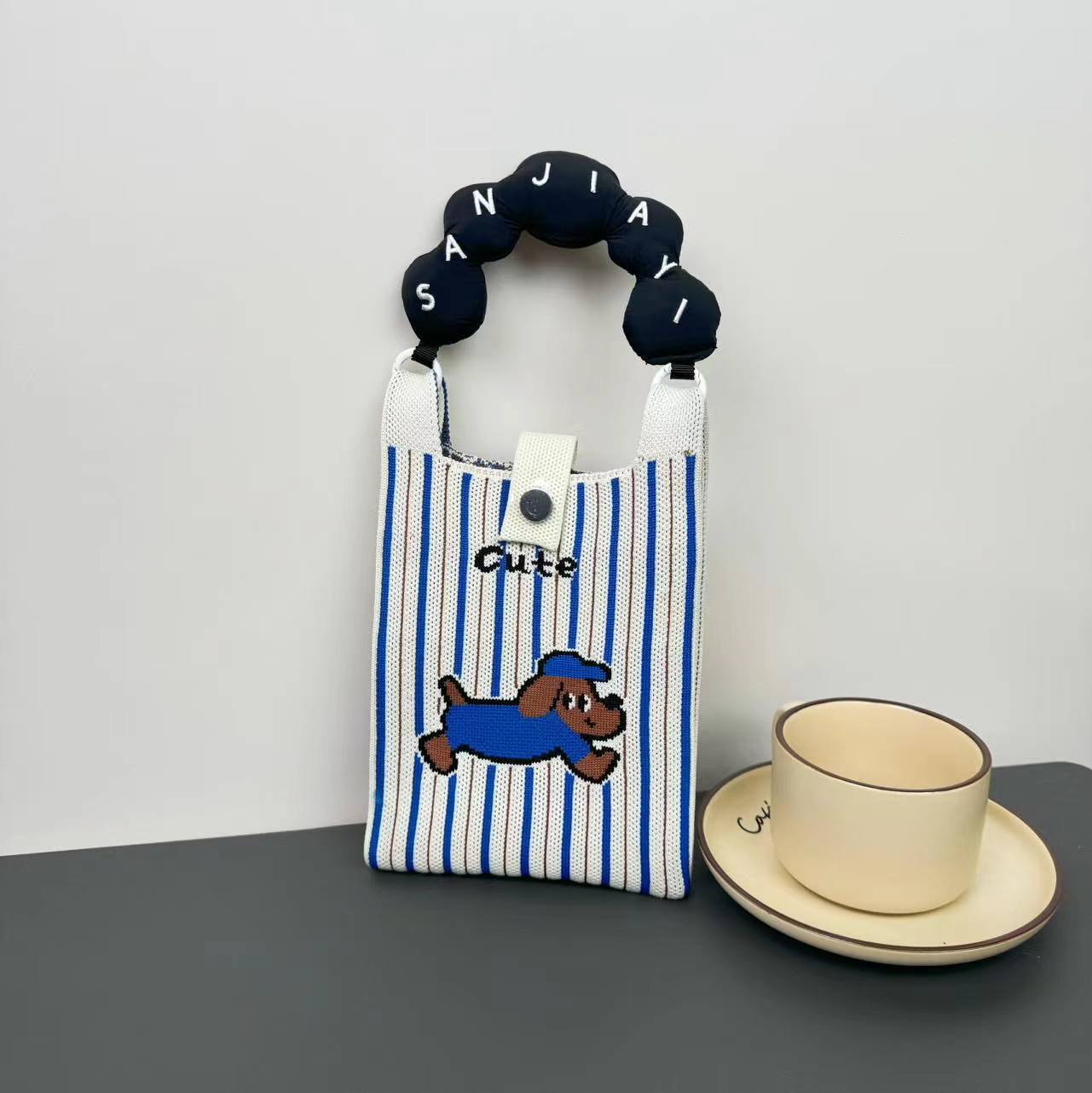 Advanced Sense Ins New Phone Bag Cute Cartoon Knitted Bag Niche Design Trendy Shoulder Crossbody Shoulder Bag