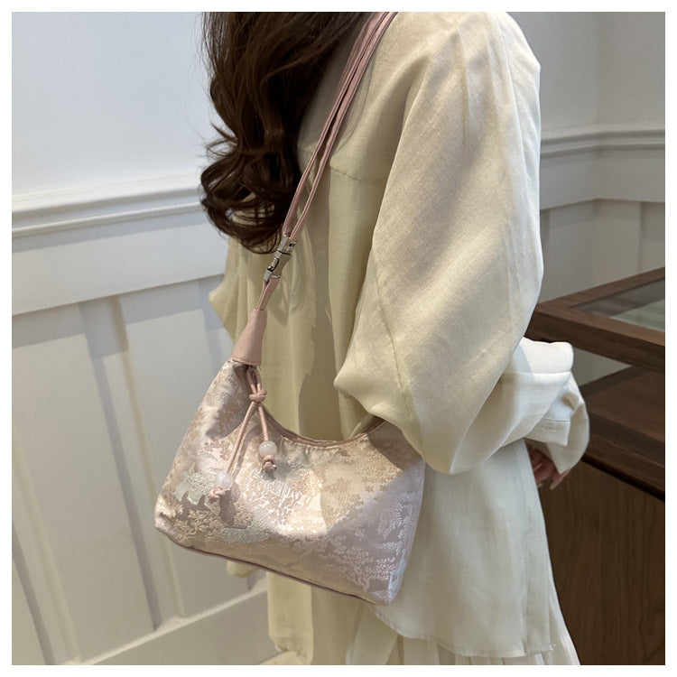 New Chinese Style Chinese Style Embroidery Bag for Women2025New Summer Commuting Crossbody Bag Niche Ancient Style Handheld Bucket Bag