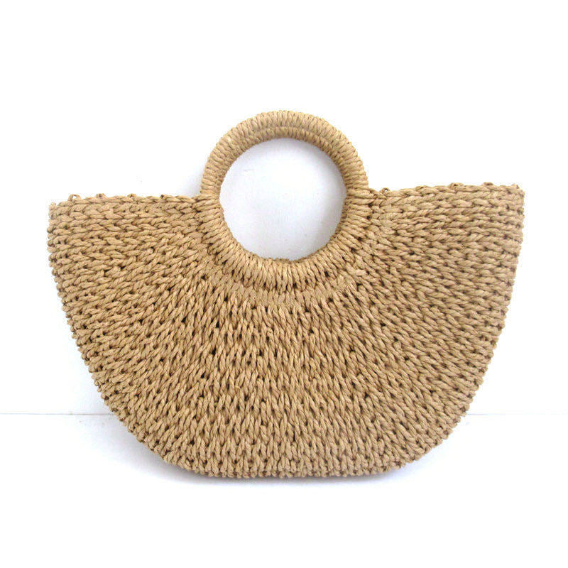 Original diy Handmade Seaside Vacation Letter Straw Bag Handheld Shoulder Paper Rope Women's Bag Straw Bag