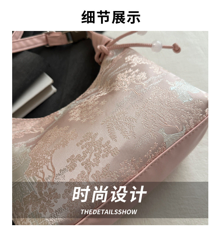 New Chinese Style Chinese Style Embroidery Bag for Women2025New Summer Commuting Crossbody Bag Niche Ancient Style Handheld Bucket Bag