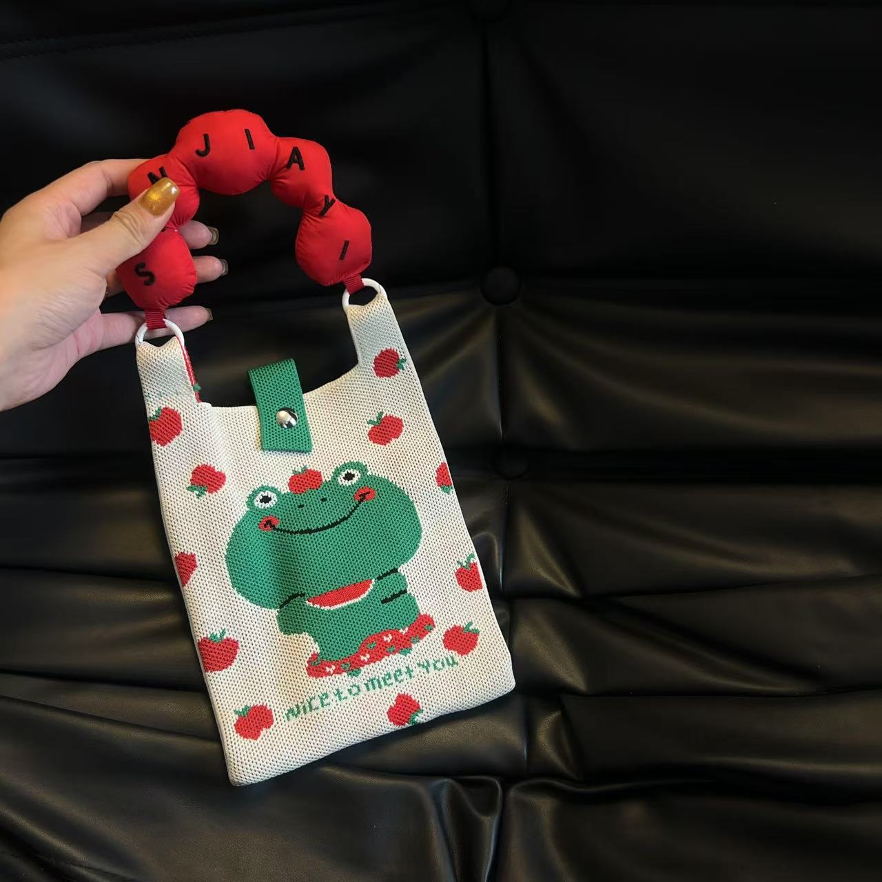 Cute Candy Color Phone Bag Korean Version Mini Knitted Bag Design Handheld Multi-use Cartoon Versatile Storage Bag Wholesale