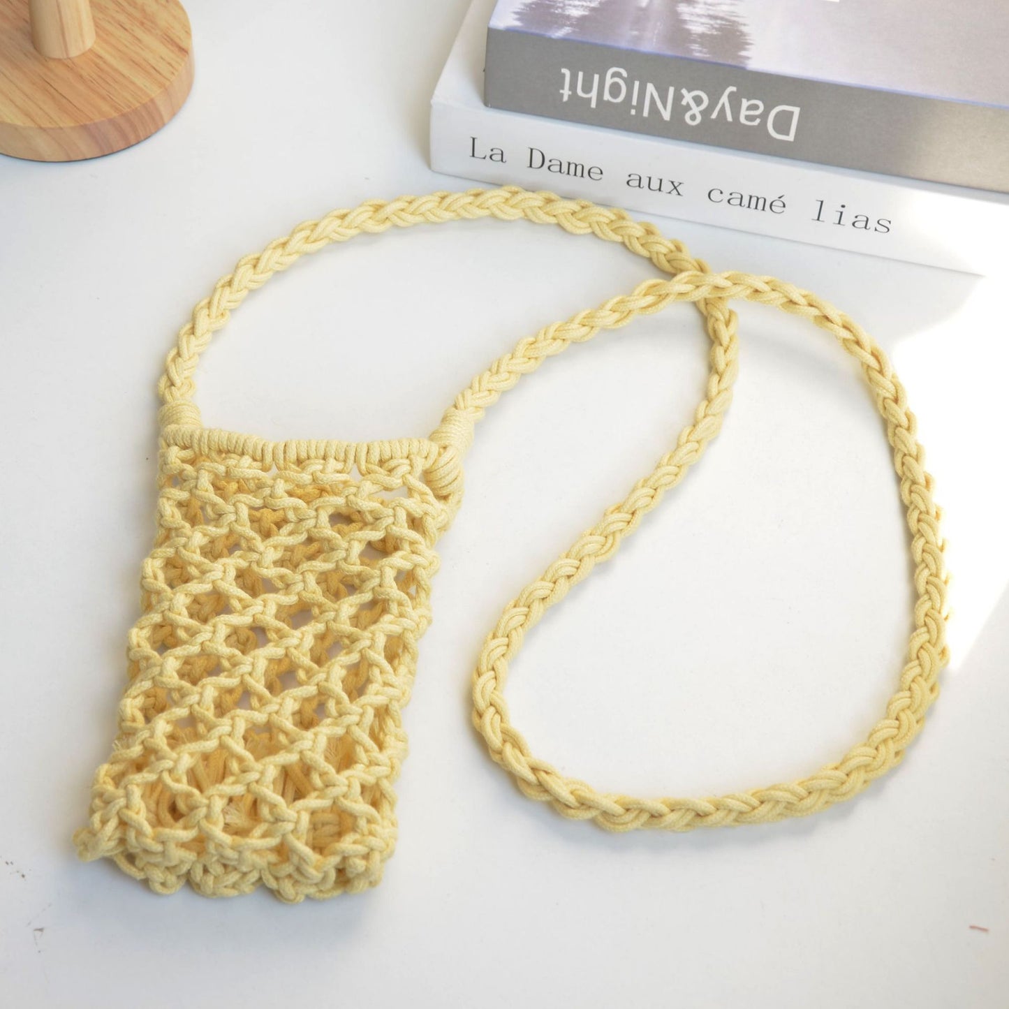 Korean Style Cotton Thread Woven Hollow Mini Mobile Phone Bag fashion Diagonal Cross Bag Personality Colorful Versatile ins Wholesale of the same style