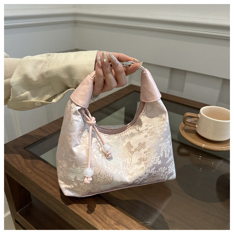 New Chinese Style Chinese Style Embroidery Bag for Women2025New Summer Commuting Crossbody Bag Niche Ancient Style Handheld Bucket Bag