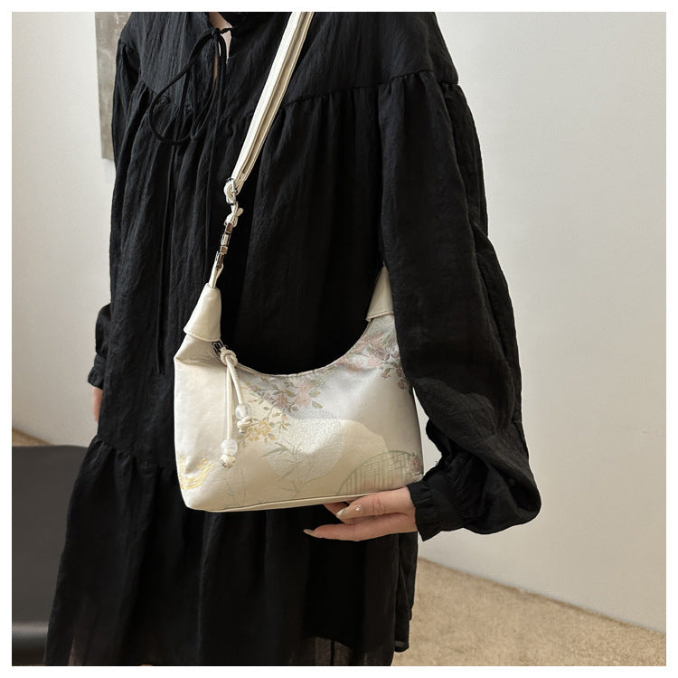 New Chinese Style Chinese Style Embroidery Bag for Women2025New Summer Commuting Crossbody Bag Niche Ancient Style Handheld Bucket Bag