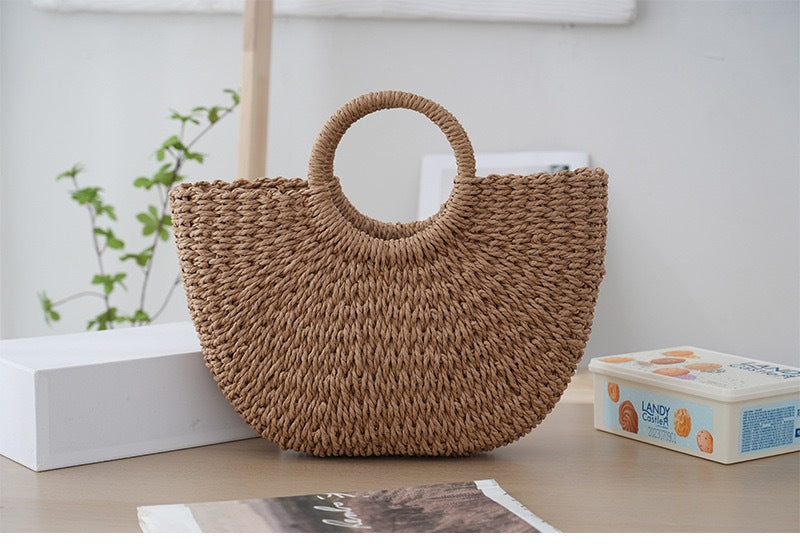 Original diy Handmade Seaside Vacation Letter Straw Bag Handheld Shoulder Paper Rope Women's Bag Straw Bag