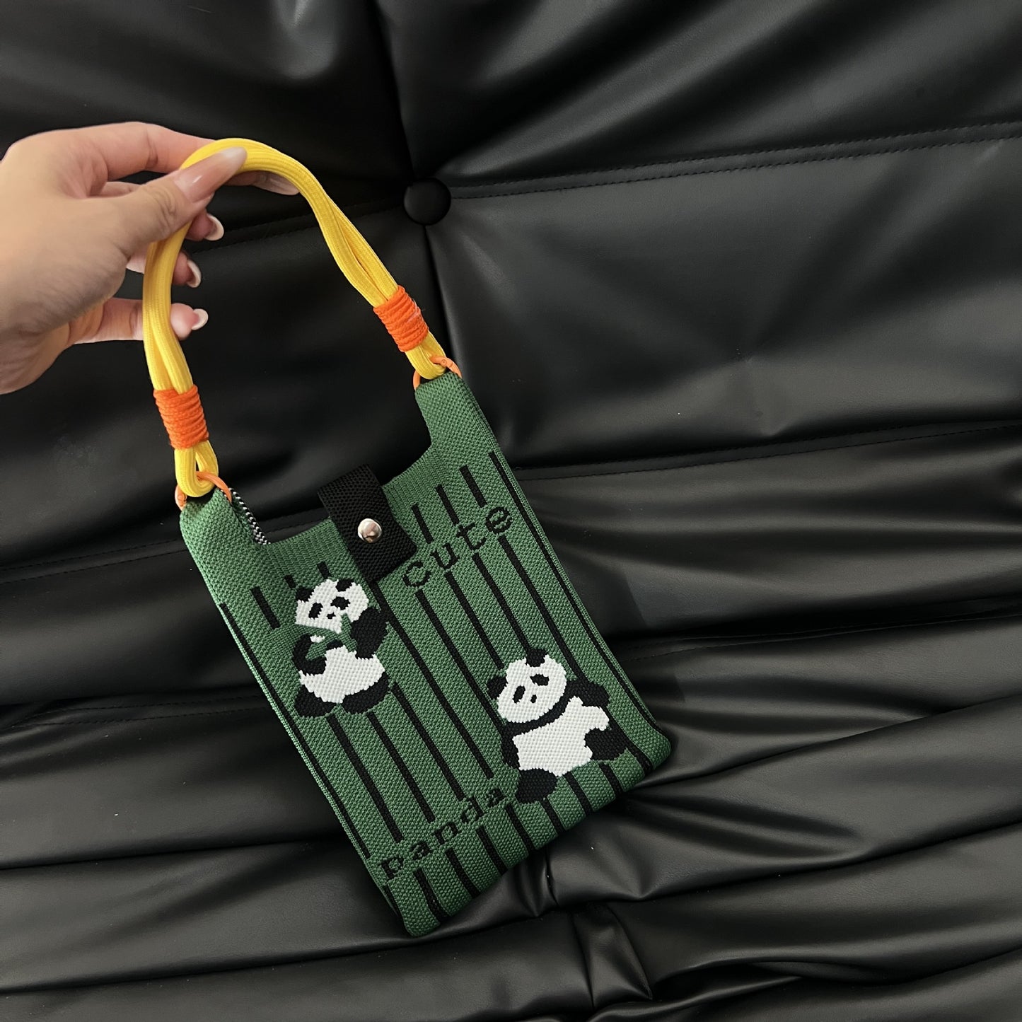 Cute Candy Color Phone Bag Korean Version Mini Knitted Bag Design Handheld Multi-use Cartoon Versatile Storage Bag Wholesale