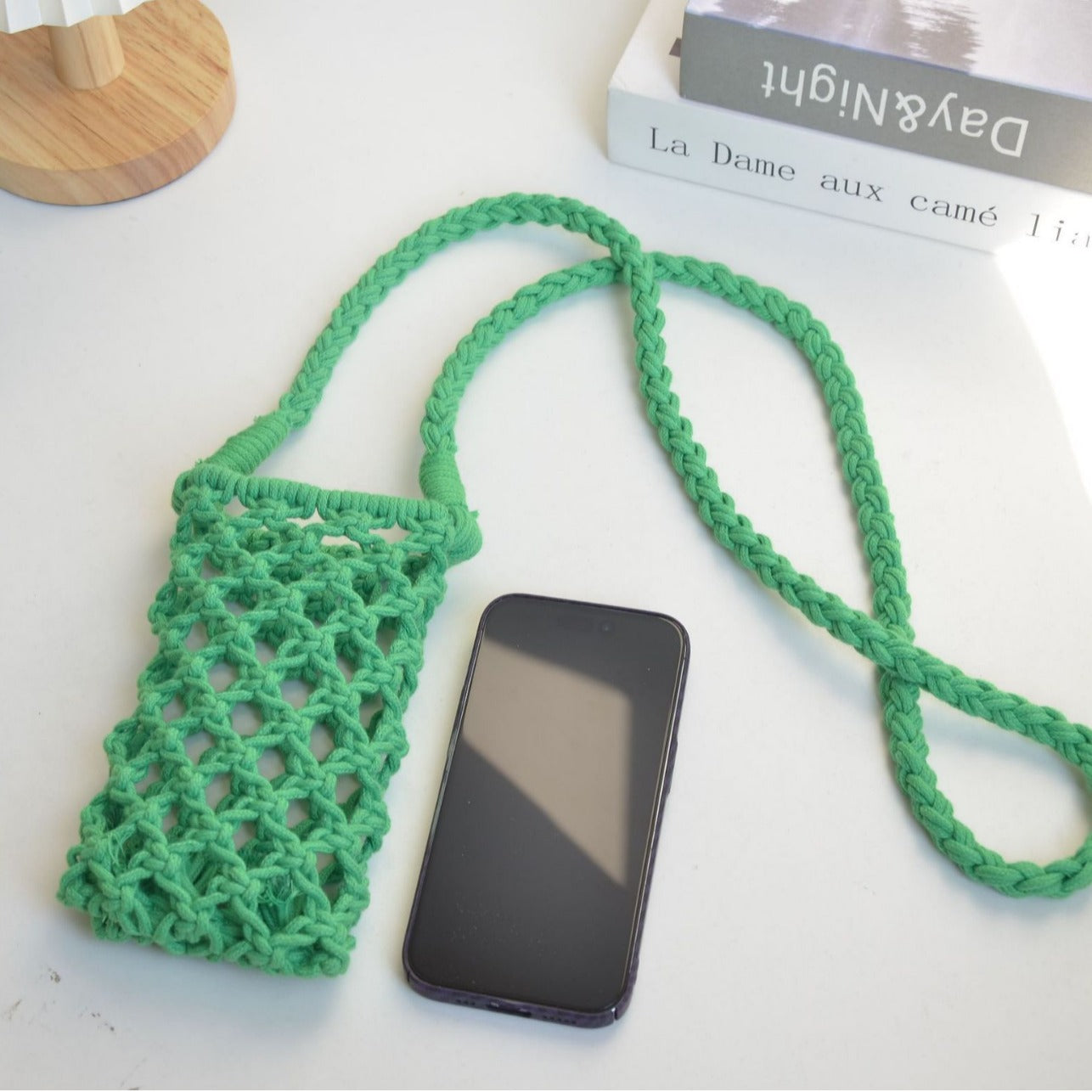 Korean Style Cotton Thread Woven Hollow Mini Mobile Phone Bag fashion Diagonal Cross Bag Personality Colorful Versatile ins Wholesale of the same style
