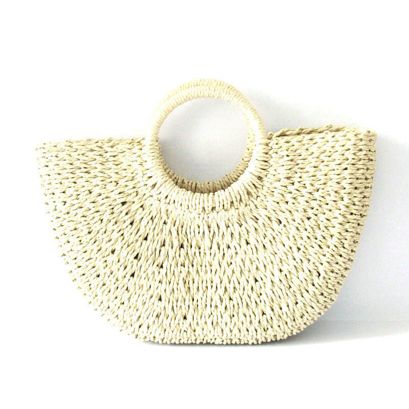 Original diy Handmade Seaside Vacation Letter Straw Bag Handheld Shoulder Paper Rope Women's Bag Straw Bag