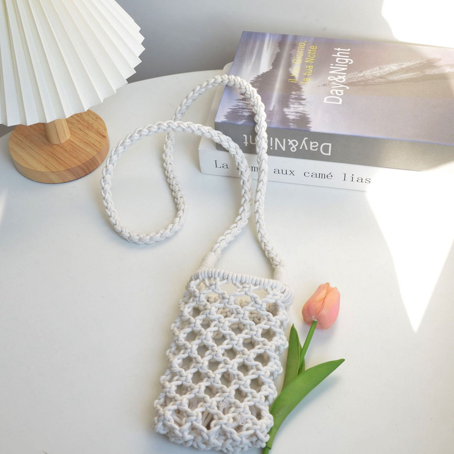 Korean Style Cotton Thread Woven Hollow Mini Mobile Phone Bag fashion Diagonal Cross Bag Personality Colorful Versatile ins Wholesale of the same style