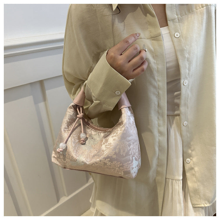 New Chinese Style Chinese Style Embroidery Bag for Women2025New Summer Commuting Crossbody Bag Niche Ancient Style Handheld Bucket Bag