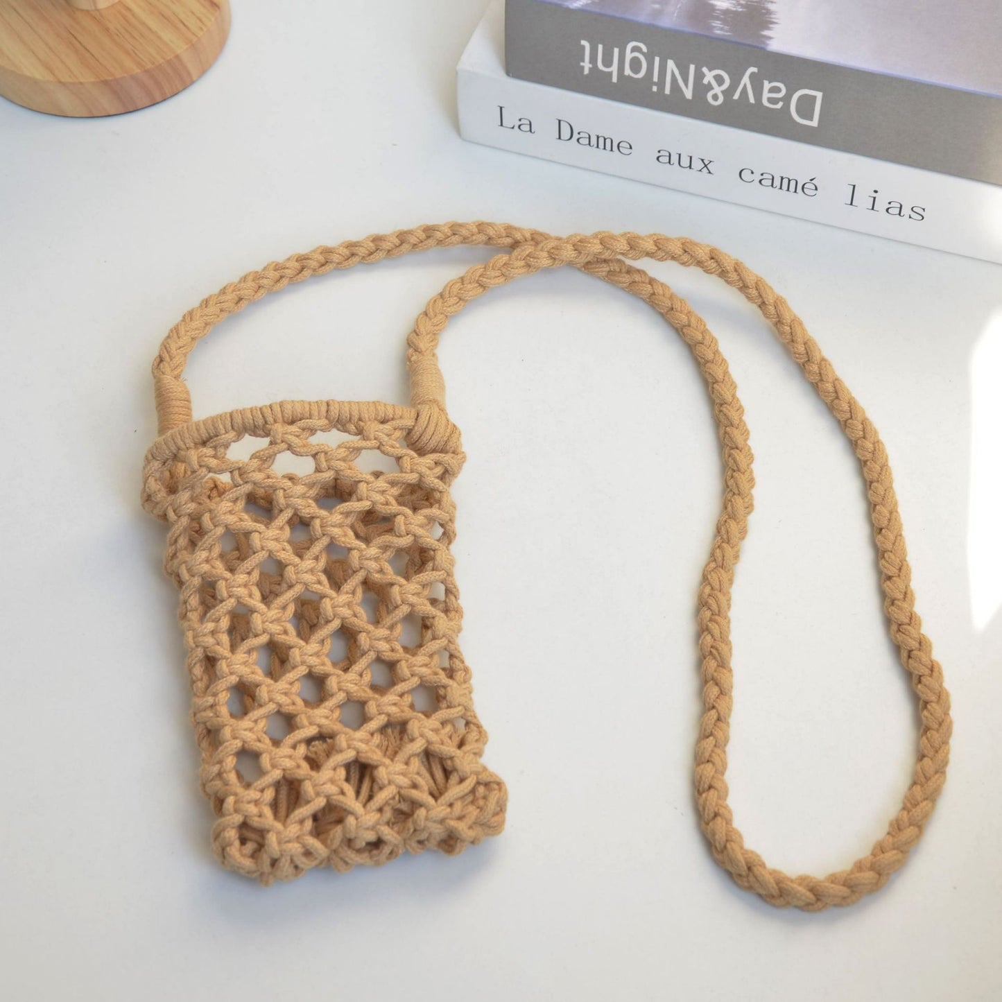 Korean Style Cotton Thread Woven Hollow Mini Mobile Phone Bag fashion Diagonal Cross Bag Personality Colorful Versatile ins Wholesale of the same style