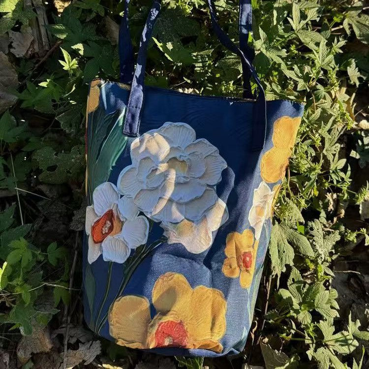 Fresh design high-end feel single-shoulder bucket bag for women2025New Large Capacity Printed Fashion Versatile Shoulder Bag