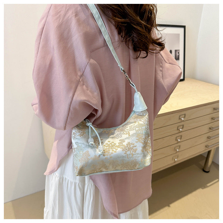 New Chinese Style Chinese Style Embroidery Bag for Women2025New Summer Commuting Crossbody Bag Niche Ancient Style Handheld Bucket Bag