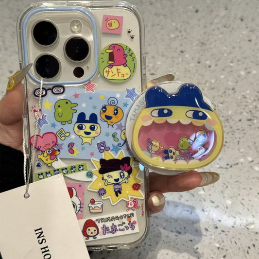 Creative Cartoon Full Screen Tamagotchi Stand Compatible with iPhone 16 Pro Max Apple 15 Phone Case 14 for Women