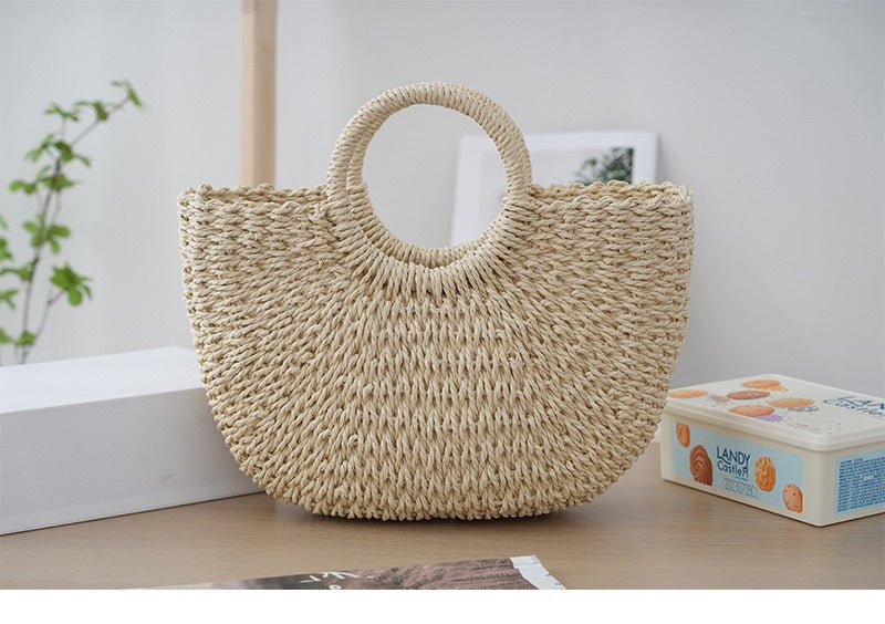 Original diy Handmade Seaside Vacation Letter Straw Bag Handheld Shoulder Paper Rope Women's Bag Straw Bag