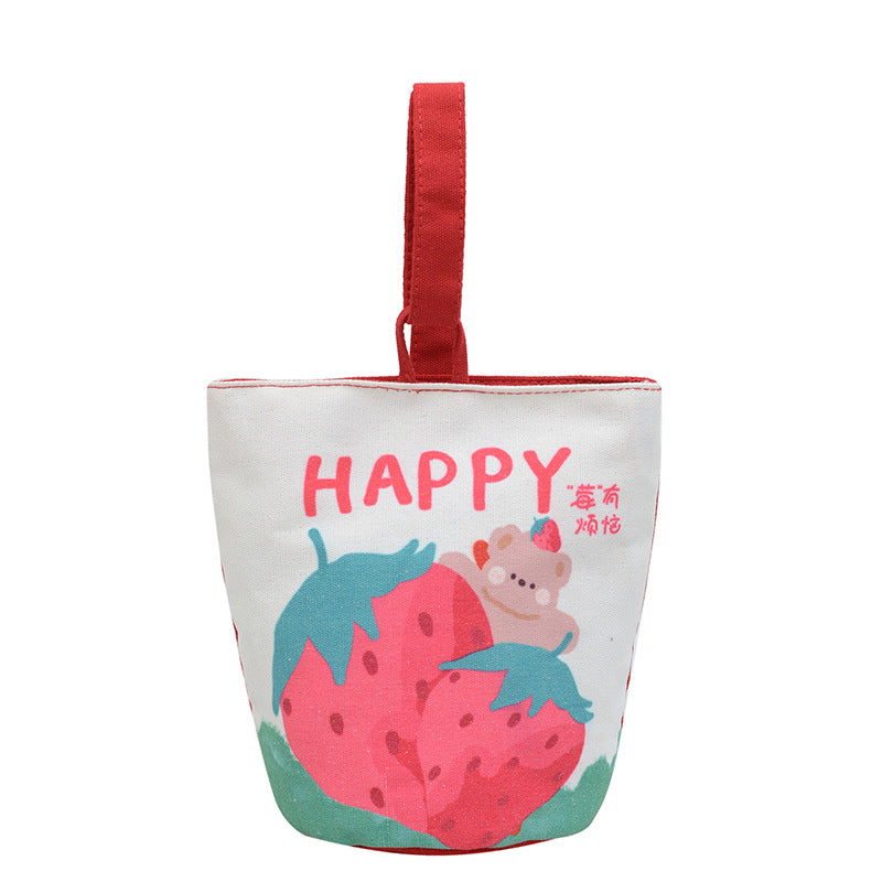 Original Cartoon Canvas Bucket Bag Full Moon Banquet Gift Cloth Bag Outing Mommy Bag Kindergarten Cute Small Tote Bag
