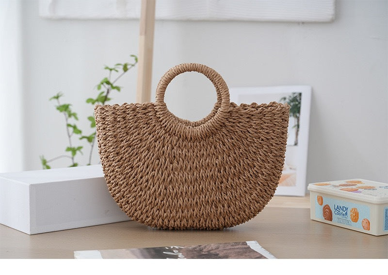 Original diy Handmade Seaside Vacation Letter Straw Bag Handheld Shoulder Paper Rope Women's Bag Straw Bag