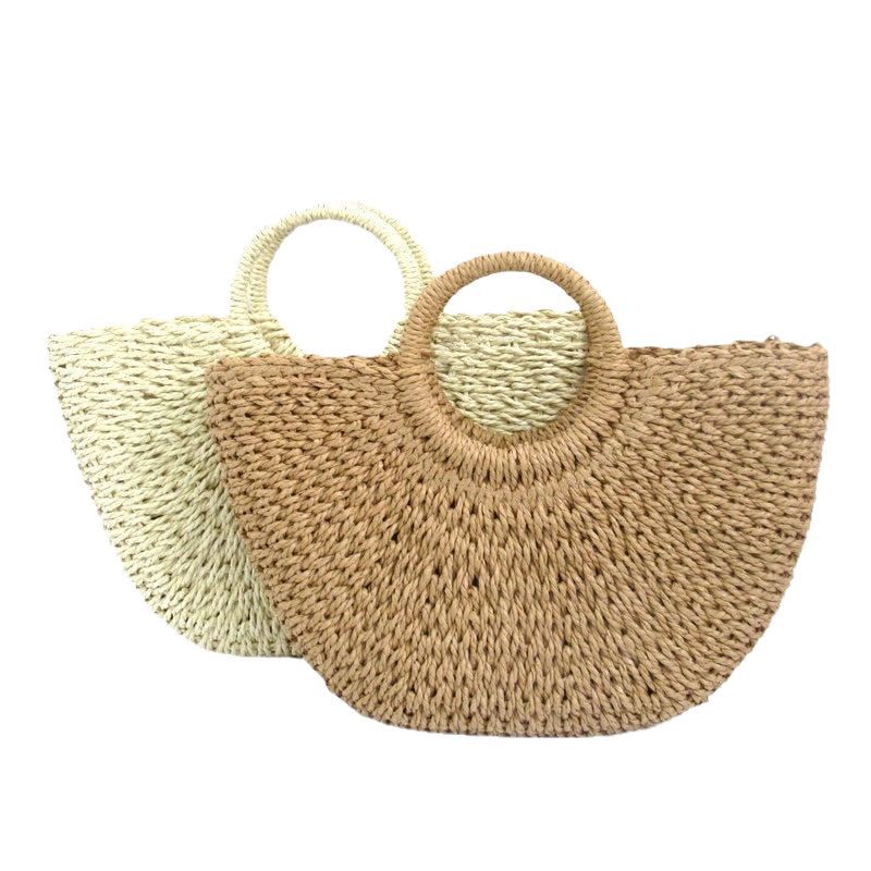 Original diy Handmade Seaside Vacation Letter Straw Bag Handheld Shoulder Paper Rope Women's Bag Straw Bag
