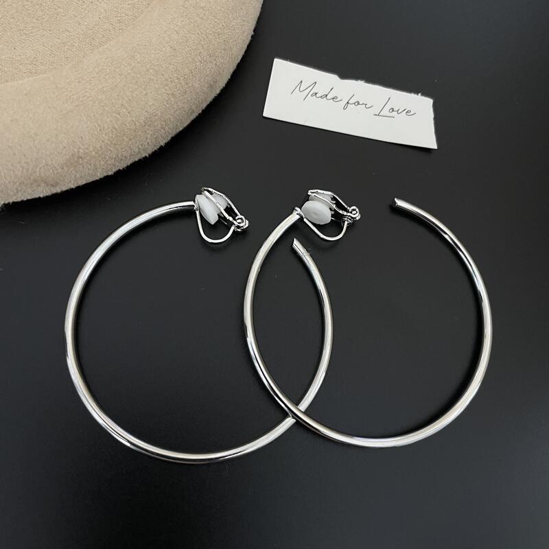 2025New Trendy Summer Silver Large Hoop Black Thin Hoop European and American Style Elegant Gold Versatile Earrings