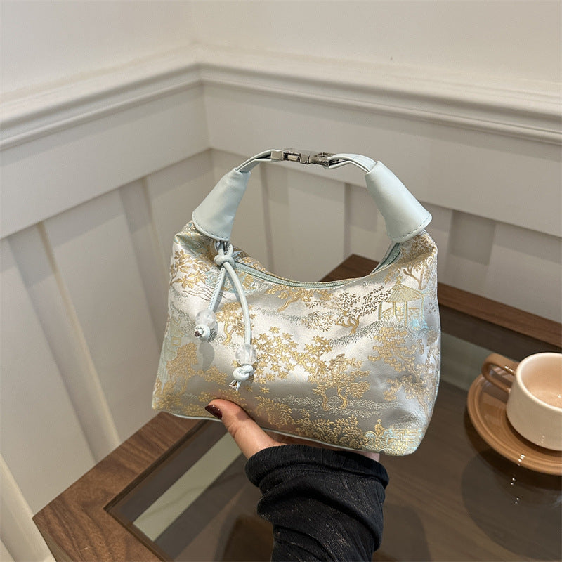 New Chinese Style Chinese Style Embroidery Bag for Women2025New Summer Commuting Crossbody Bag Niche Ancient Style Handheld Bucket Bag