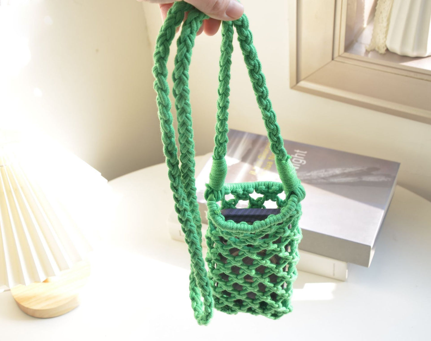 Korean Style Cotton Thread Woven Hollow Mini Mobile Phone Bag fashion Diagonal Cross Bag Personality Colorful Versatile ins Wholesale of the same style