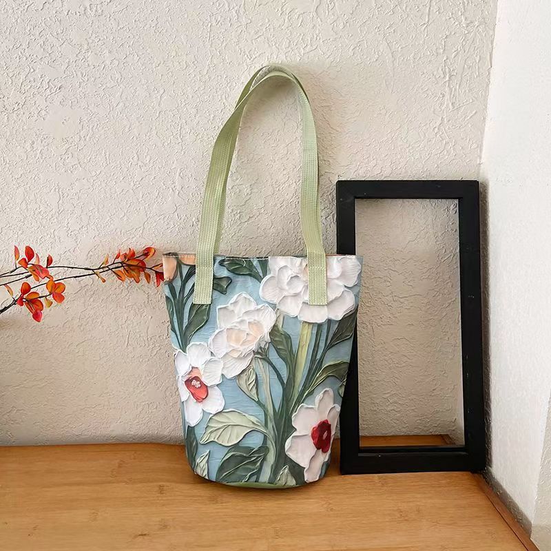 Fresh design high-end feel single-shoulder bucket bag for women2025New Large Capacity Printed Fashion Versatile Shoulder Bag