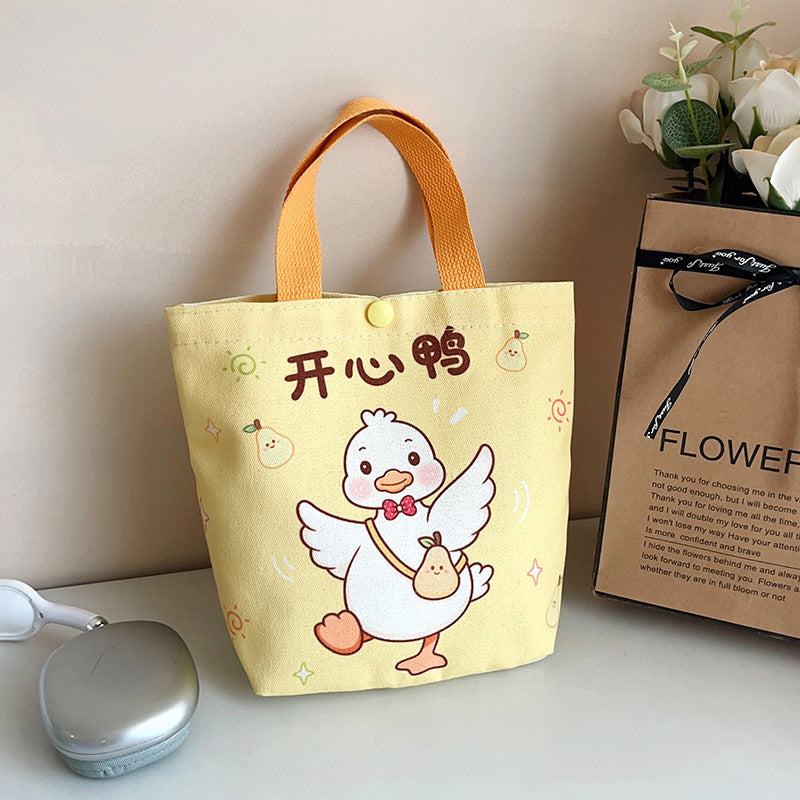 Original Cartoon Canvas Bucket Bag Full Moon Banquet Gift Cloth Bag Outing Mommy Bag Kindergarten Cute Small Tote Bag