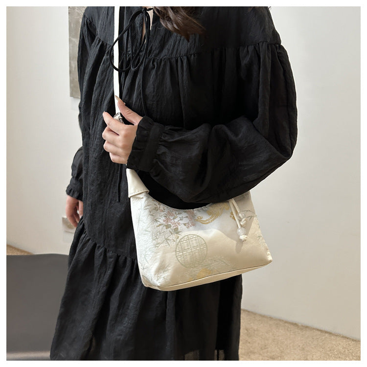 New Chinese Style Chinese Style Embroidery Bag for Women2025New Summer Commuting Crossbody Bag Niche Ancient Style Handheld Bucket Bag