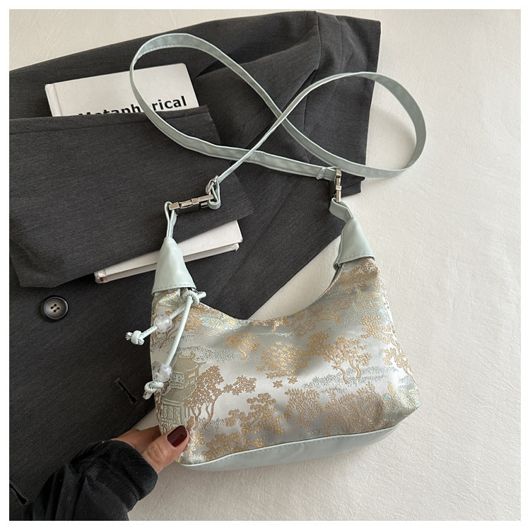 New Chinese Style Chinese Style Embroidery Bag for Women2025New Summer Commuting Crossbody Bag Niche Ancient Style Handheld Bucket Bag