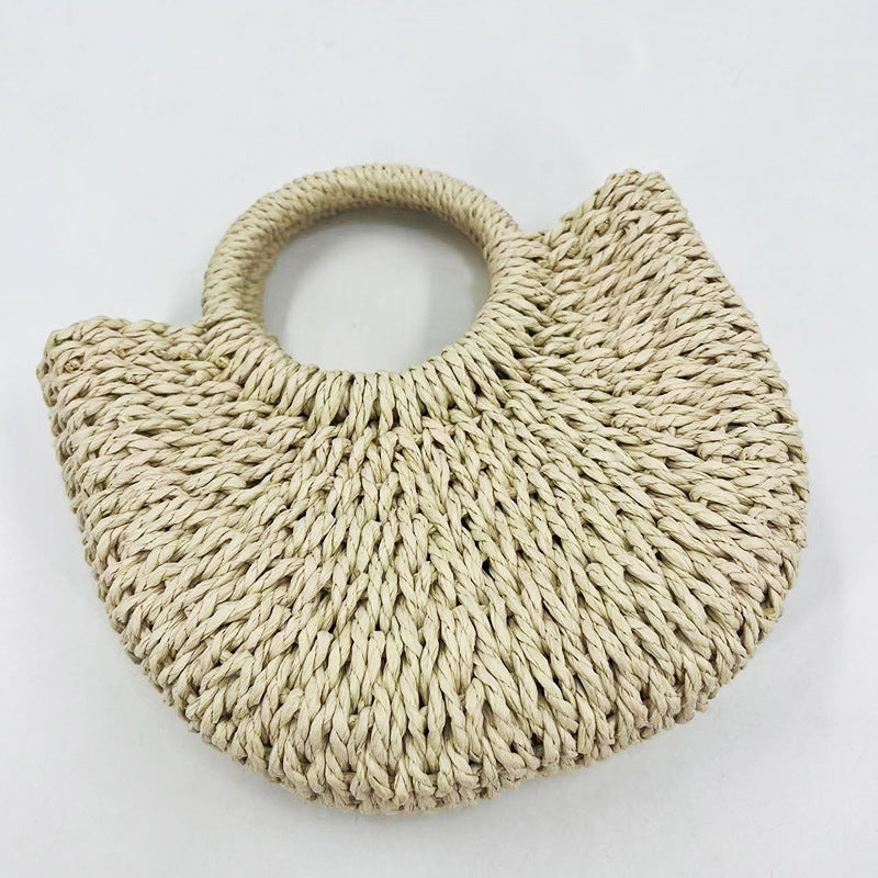 Original diy Handmade Seaside Vacation Letter Straw Bag Handheld Shoulder Paper Rope Women's Bag Straw Bag