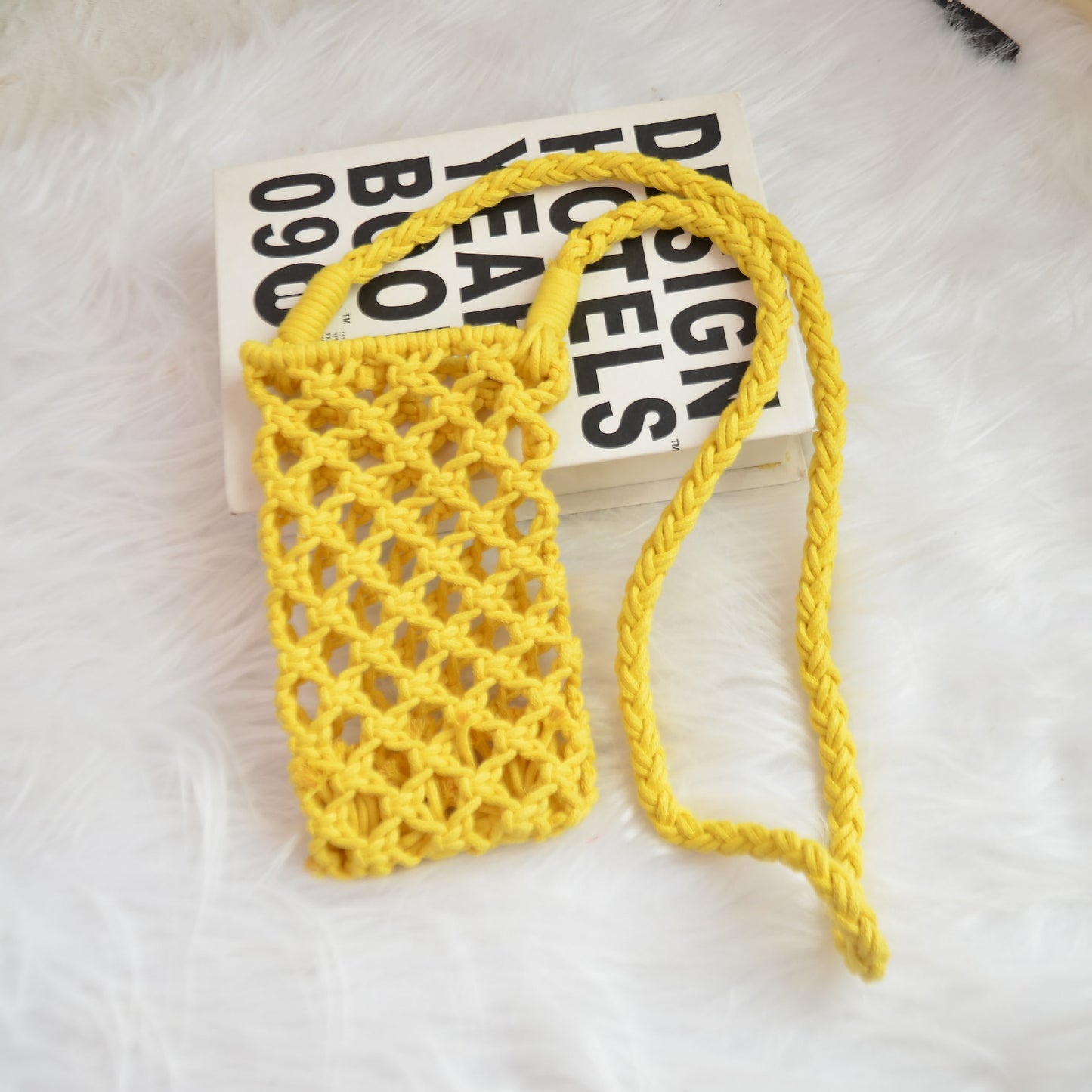 Korean Style Cotton Thread Woven Hollow Mini Mobile Phone Bag fashion Diagonal Cross Bag Personality Colorful Versatile ins Wholesale of the same style