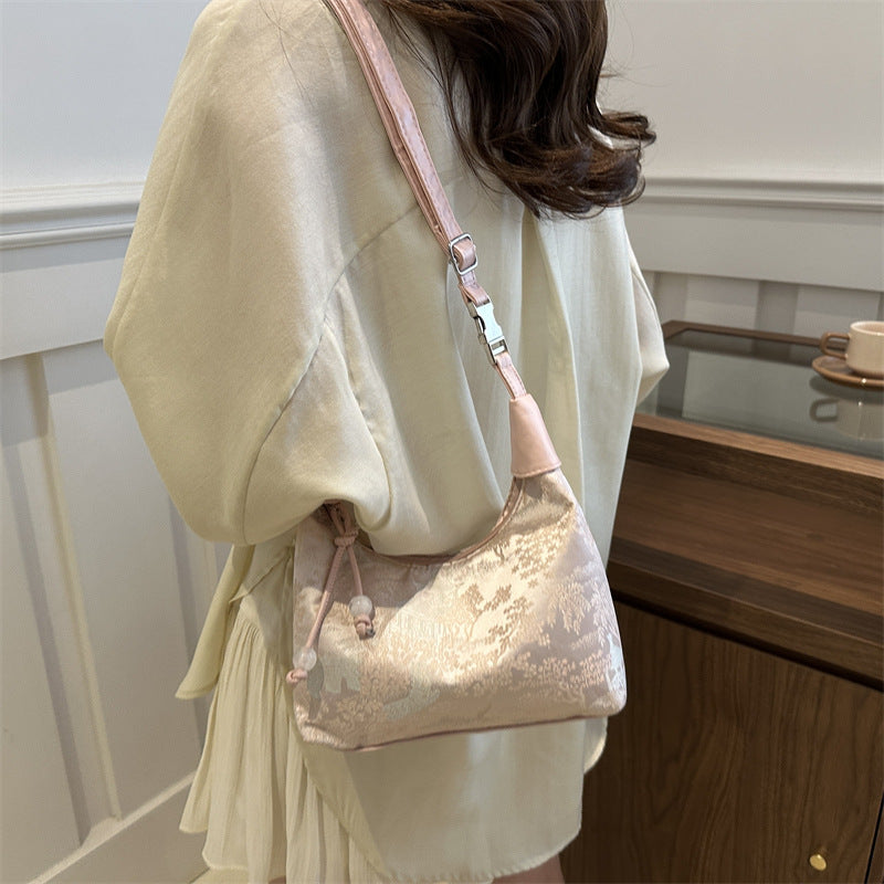 New Chinese Style Chinese Style Embroidery Bag for Women2025New Summer Commuting Crossbody Bag Niche Ancient Style Handheld Bucket Bag