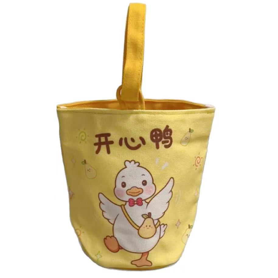 Original Cartoon Canvas Bucket Bag Full Moon Banquet Gift Cloth Bag Outing Mommy Bag Kindergarten Cute Small Tote Bag