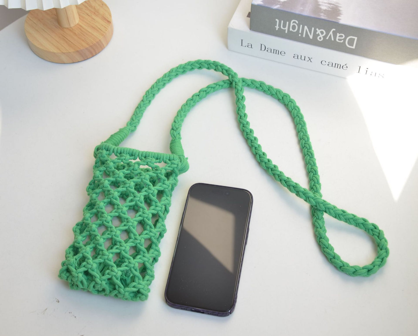 Korean Style Cotton Thread Woven Hollow Mini Mobile Phone Bag fashion Diagonal Cross Bag Personality Colorful Versatile ins Wholesale of the same style